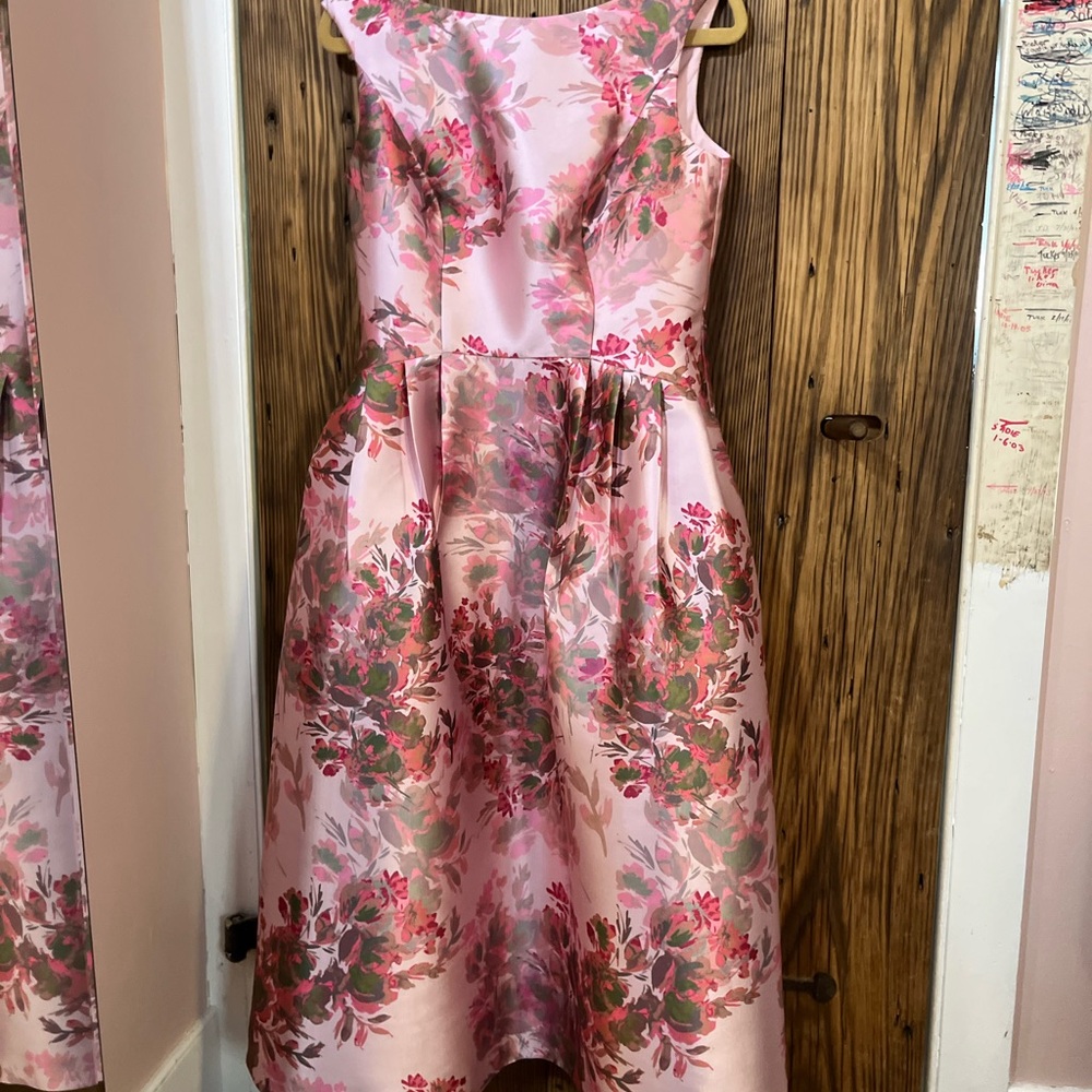 Kay Unger Pink Floral Formal midi Dress size 10